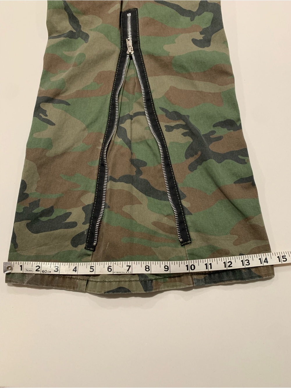 Tripp NYC Peace Camo Cargo Wide Flare Pants, Zippers, Olive Grunge 18 - Picture 10 of 16
